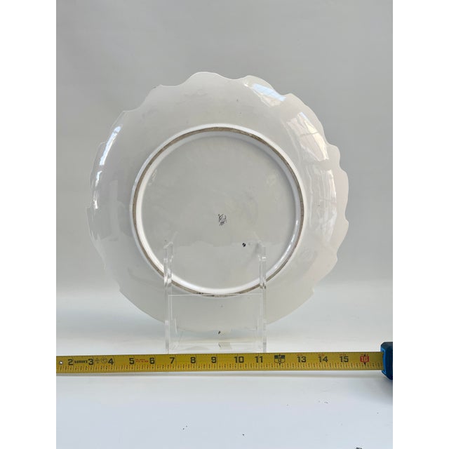 Ceramic Vintage Large Italian Pink Rose & Green Zaccagnini Pottery Decorative Wall or Serving Plate For Sale - Image 7 of 9