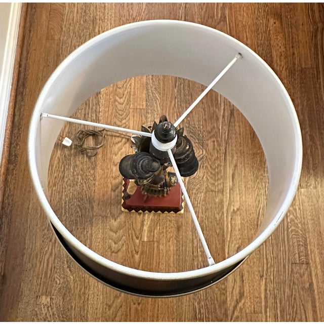 1980s Chinoiserie Hand Painted Tole Figural Lamps, a Pair For Sale - Image 9 of 12