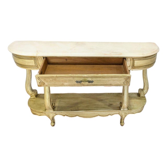 Vintage Weiman Hollywood Regency Marble-Top Console Table For Sale