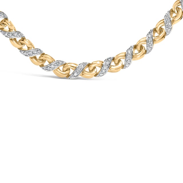 Contemporary 10K Yellow Gold 1 cttw Diamond Riviera Statement Pendant Necklace (J-K, I2-I3) For Sale - Image 3 of 5