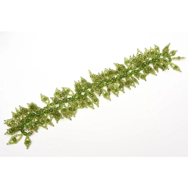 Green Vintage Coppola E Toppo Chartreuse Kelly Green Beaded Wrap Necklace Italian For Sale - Image 8 of 9