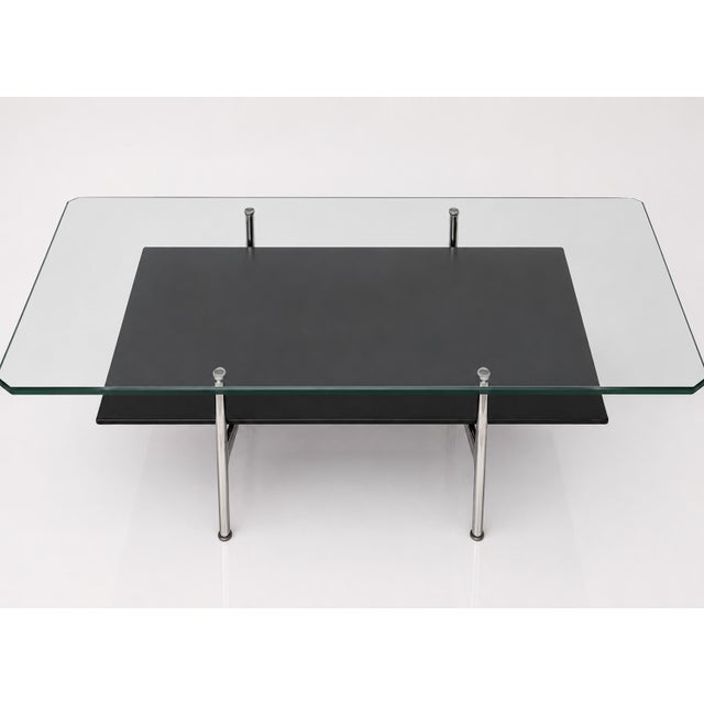 B&B Italia 1980s Antonio Citterio for B&b Italia Leather, Aluminum & Glass Coffee Table For Sale - Image 4 of 18