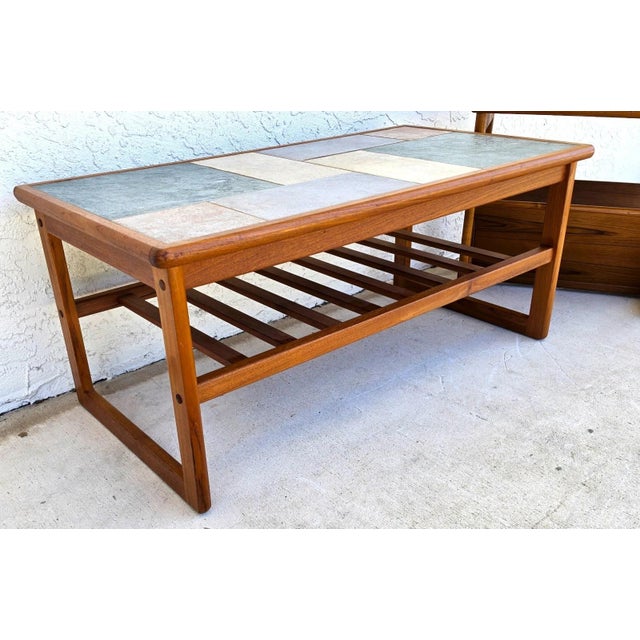 Wood Vintage Mobelfabrikken Toften Danish MCM Solid Teak & Tile Coffee & Side Table For Sale - Image 7 of 12