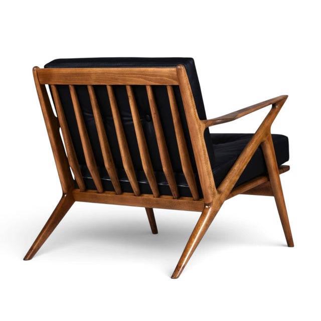 1950s Restored Poul Jensen for Selig Danish Z Chair Black Leather 1950s For Sale - Image 5 of 18
