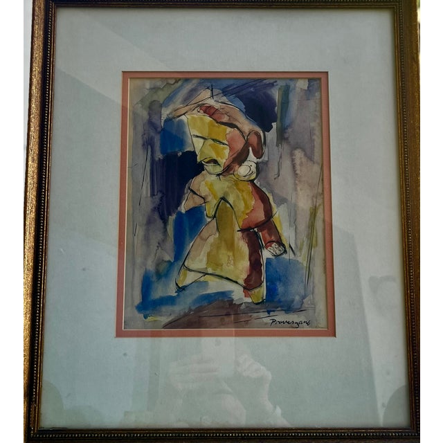 1940s Sam Provenzano Water Color Painting, Framed For Sale - Image 4 of 9