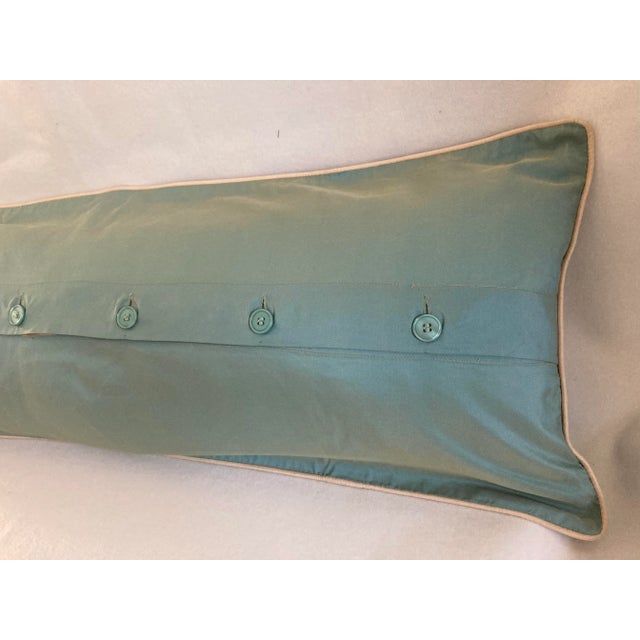 2010s Contemporary Embellished Tropical Botanical Sage Long Lumbar Accent Pillow Cover For Sale - Image 5 of 7