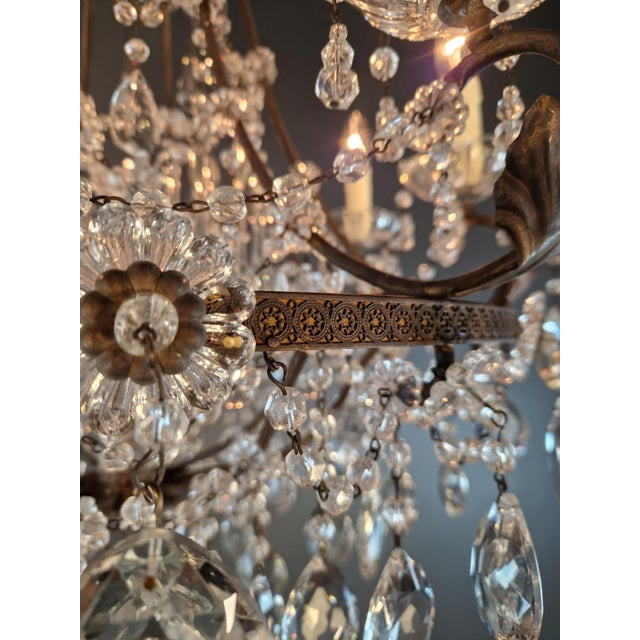 Metal Antique Louis XV Revival Tradition Crystal Chandelier Brass and Metal 8 Lights For Sale - Image 7 of 16