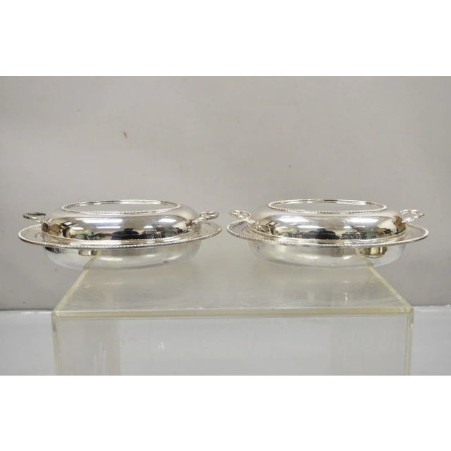 Poole Silver Co. Vintage Poole Silver Co Silver Plated Lidded Serving Platter Dish - a Pair For Sale - Image 4 of 12