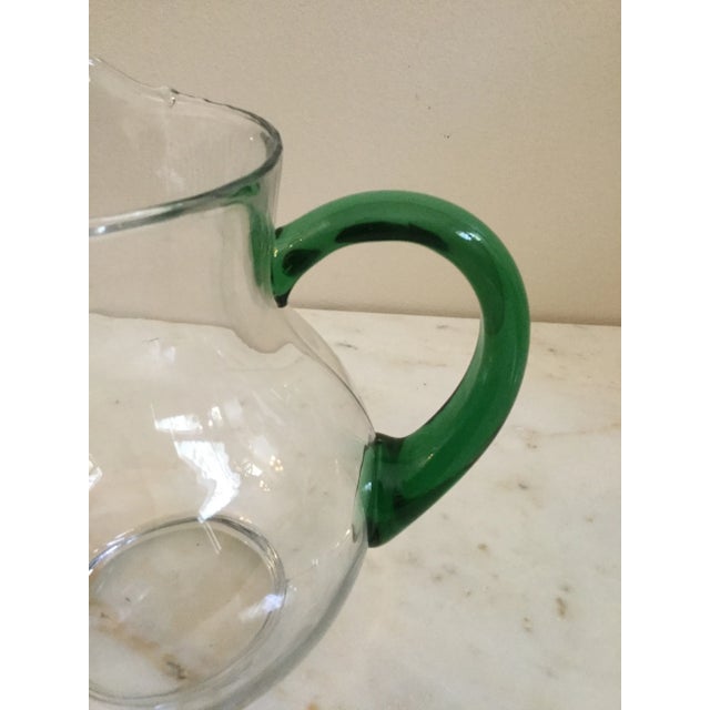 1970s Vintage Libbey Glass Pitcher With Green Handle For Sale - Image 5 of 7