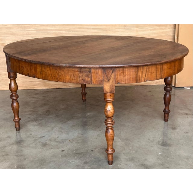 Late 19th Century French Solid Walnut Oval Center Table with Four Turned Legs For Sale - Image 10 of 18