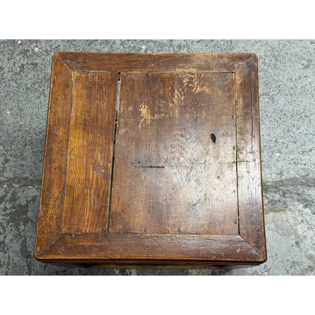 Early 20th Century Chinese Elmwood Square Side Table, Antique For Sale - Image 5 of 12