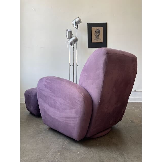 1980s 1980s Postmodern Purple Chair & Ottoman For Sale - Image 5 of 10