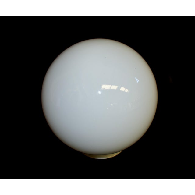 Vintage French White Glass Globe Light Lamp Shade Modern Excellent For Sale In Los Angeles - Image 6 of 11