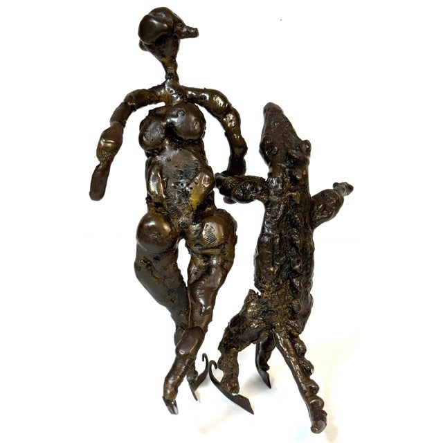 1960s Surrealist Bronze Sculpture of a Woman and Alligator on Skates For Sale - Image 5 of 18