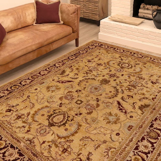 "Enhance the ambiance of your home with this magnificent Persian-influenced Turkish hand-knotted rug made by skilled...