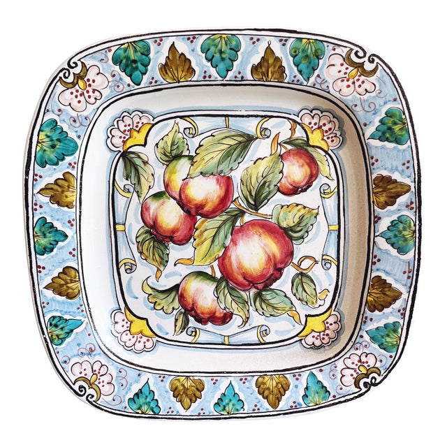 Vintage Italian Tuscan Style Ceramic Platter - Signed Lottie M For Sale