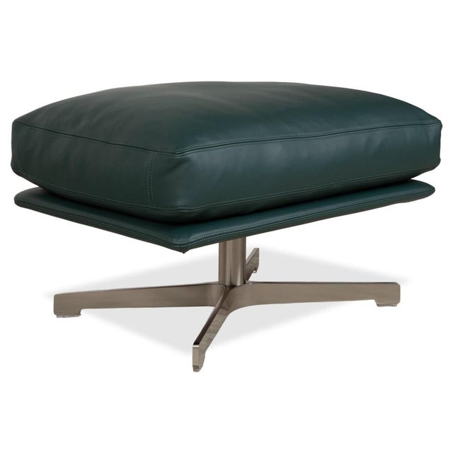 Set of Green Leather Boss Armchair and Ottoman with Manual Function from Flexform For Sale - Image 5 of 18