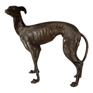 Vintage Bronze Whippet Dog Sculpture