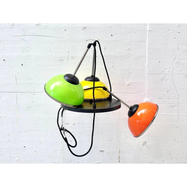Metal Space Age Pendant Lamp with Colored Metal Shades, 1970s For Sale - Image 7 of 13