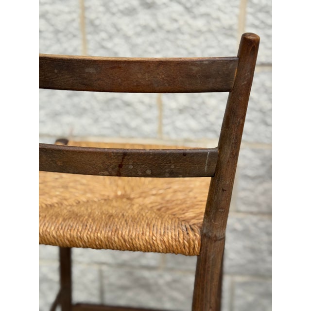 Set of Four Vintage Rush Seat Ladderback Bar Stools For Sale In Philadelphia - Image 6 of 12