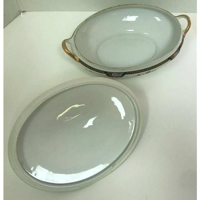 Ivory Japanese Noritake Porcelain "Pheasant" Pattern Serving Dish With Lid Circa 1920's For Sale - Image 8 of 11