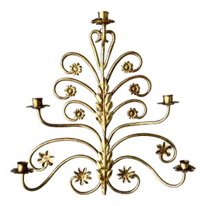 Mid 20th-Century Italian Gilt Tole Hollywood Regency-Style Wall Candle Sconce