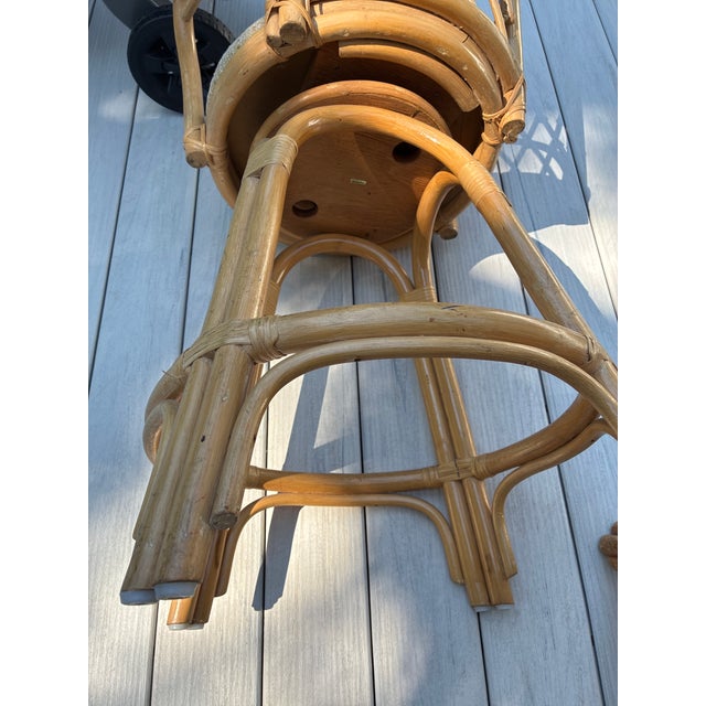 Brown 1980s Boho-Chic Rattan Barstools, 2 Pieces For Sale - Image 8 of 9