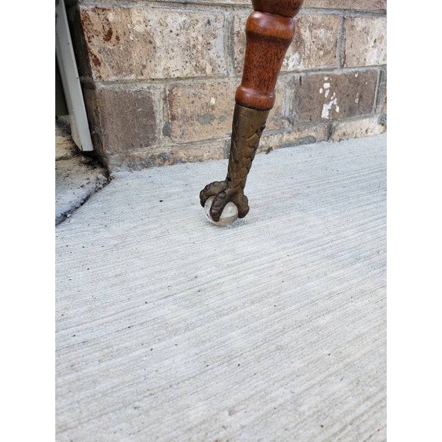 Brown Antique Parlor Table W/ Marble Talon Glass Feet 1900's Original Condition For Sale - Image 8 of 8