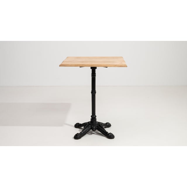 Cast Iron Bistro Table with Oak Top, Antique, France, 20th Century For Sale - Image 4 of 13