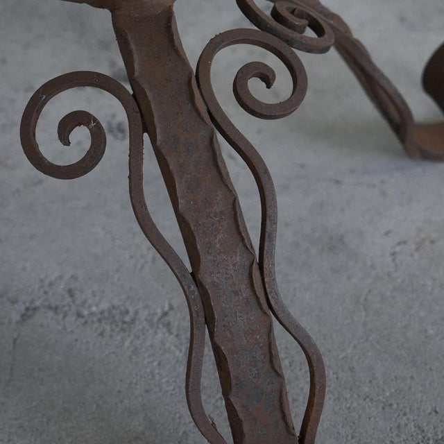 Vintage Art Deco Coffee Table in Wrought Iron and Marble, 1920s For Sale - Image 6 of 13