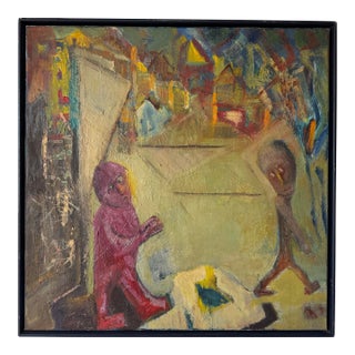 1970’s Vintage Impressionist Abstract Oil on Canvas Painting – Unsigned For Sale