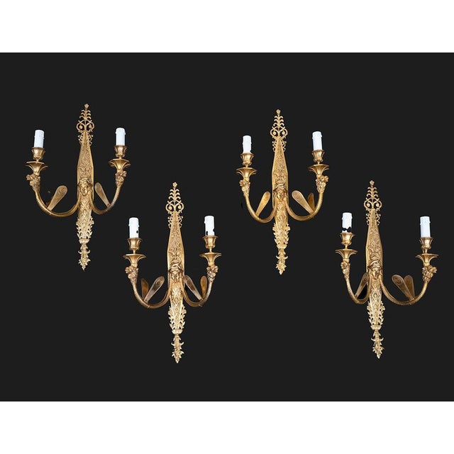 19th Century Napoleon III Wall Sconces in Gilded Bronze, France, Set of 4 For Sale - Image 5 of 5