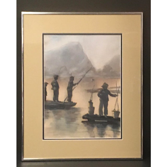 Vintage "Li River China" Watercolor Painting by Molly Rice, Framed For Sale - Image 13 of 13