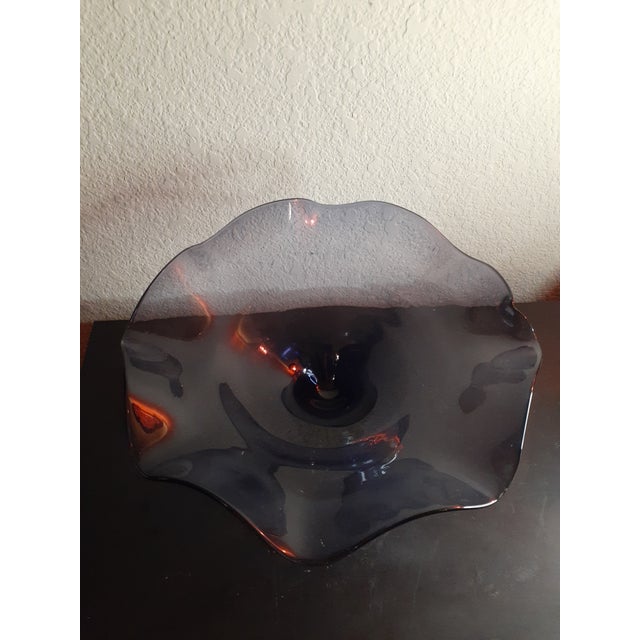 1970s 1970s Bischoff Amethyst Glass Pedestal Ruffled Compote For Sale - Image 5 of 6