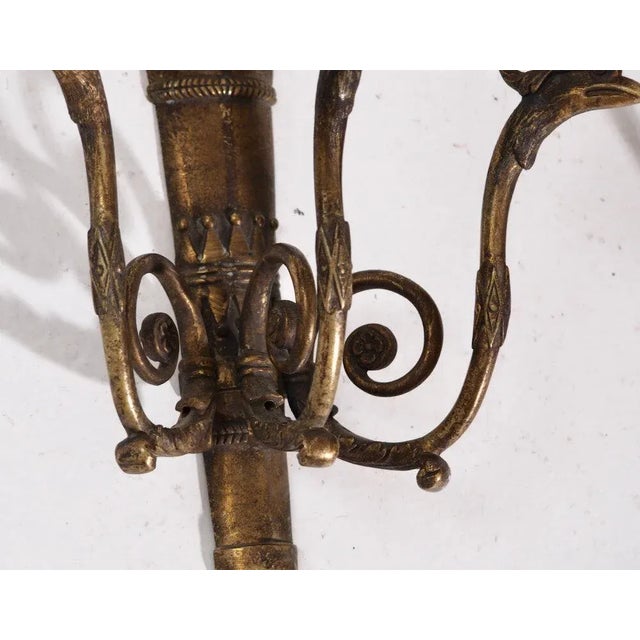 Bronze Wall Lamps, 19th-Century, Set of 2 For Sale - Image 4 of 7