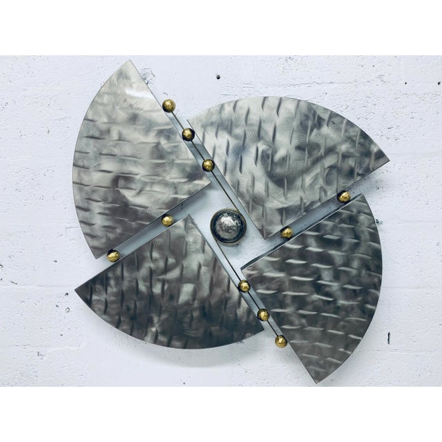 Mid90s Contemporary Steel and Brass Wall Sculpture For Sale - Image 12 of 12