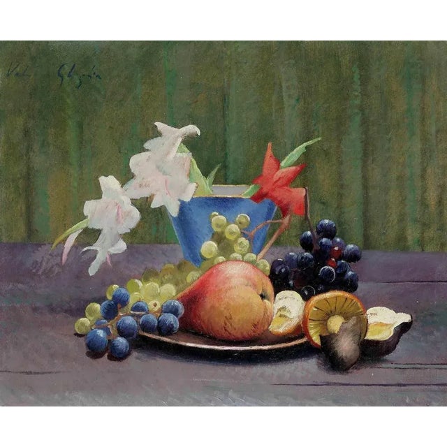 Still Life is an artwork realized by Valentino Ghiglia in the Mid-20th Century. Oil on Cardboard, cm 46x57. Hand signed on...
