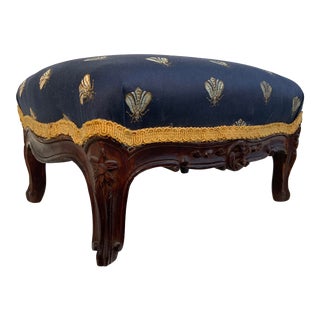 19th Century French Louis XV Style Upholstered Footstool For Sale