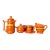 Vintage Spanish Pottery Tea Coffee Set, Signed Carla Rd, Terracotta Redware, 15-Piece For Sale