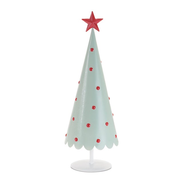 Kenneth Ludwig Chicago Metal Christmas Tree withRed Star (Set of 2) For Sale - Image 4 of 5