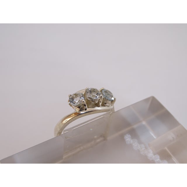 Trilogy Ring with Aquamarine in 925 Sterling Silver, 2010s For Sale - Image 13 of 18