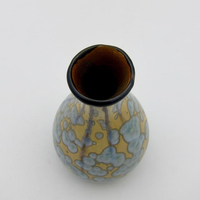 Blue French Desvres Fourmaintraux Crystalline Vase C. 1930 For Sale - Image 8 of 11