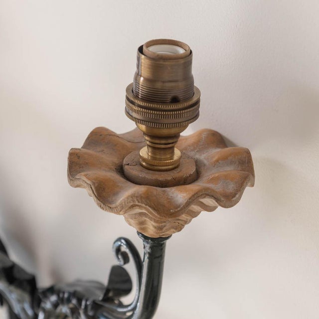 1940s French Floral Painted Iron Sconces - a Pair For Sale - Image 9 of 10