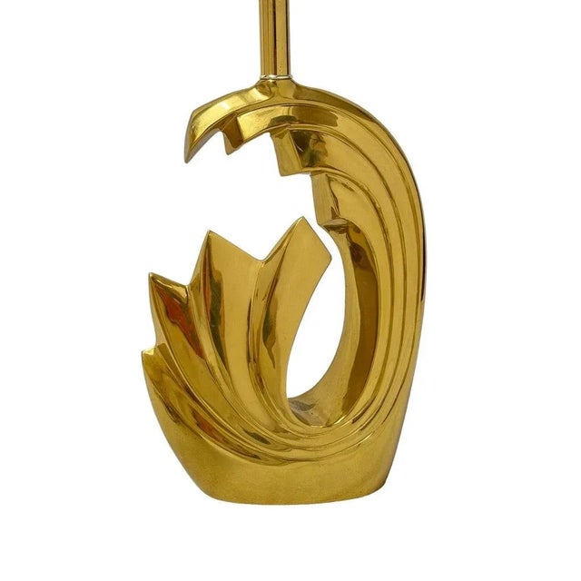 1980s Pair of Pierre Cardin Brass Tidal Wave Lamps For Sale - Image 5 of 12
