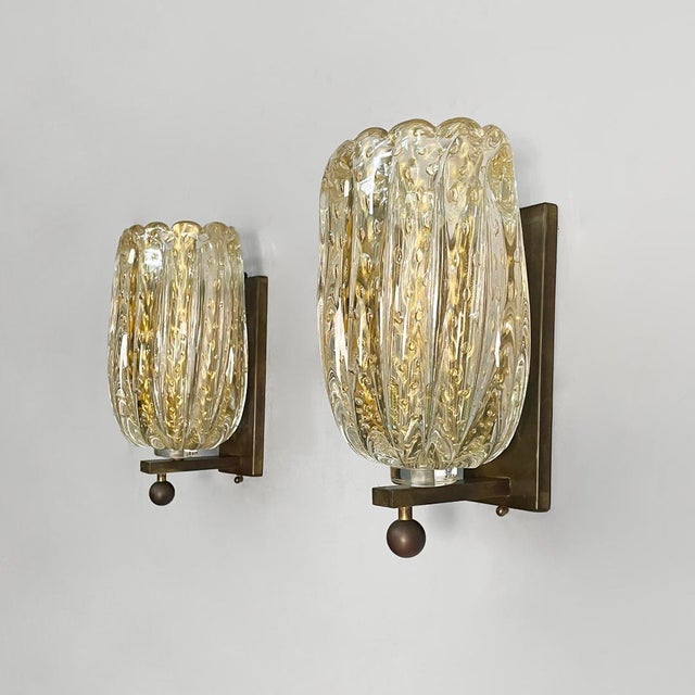 Mid-Century Italian Modern Murano Glass Wall Lamps attributed to Barovier & Toso, 1950s, Set of 2 For Sale - Image 14 of 14