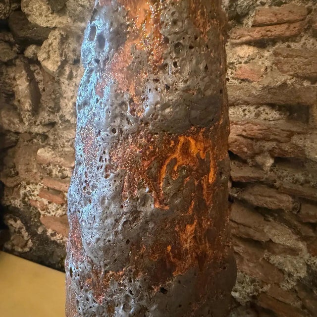 1990s Brutalist Orange and Gray Fat Lava Ceramic German Vase For Sale - Image 10 of 11