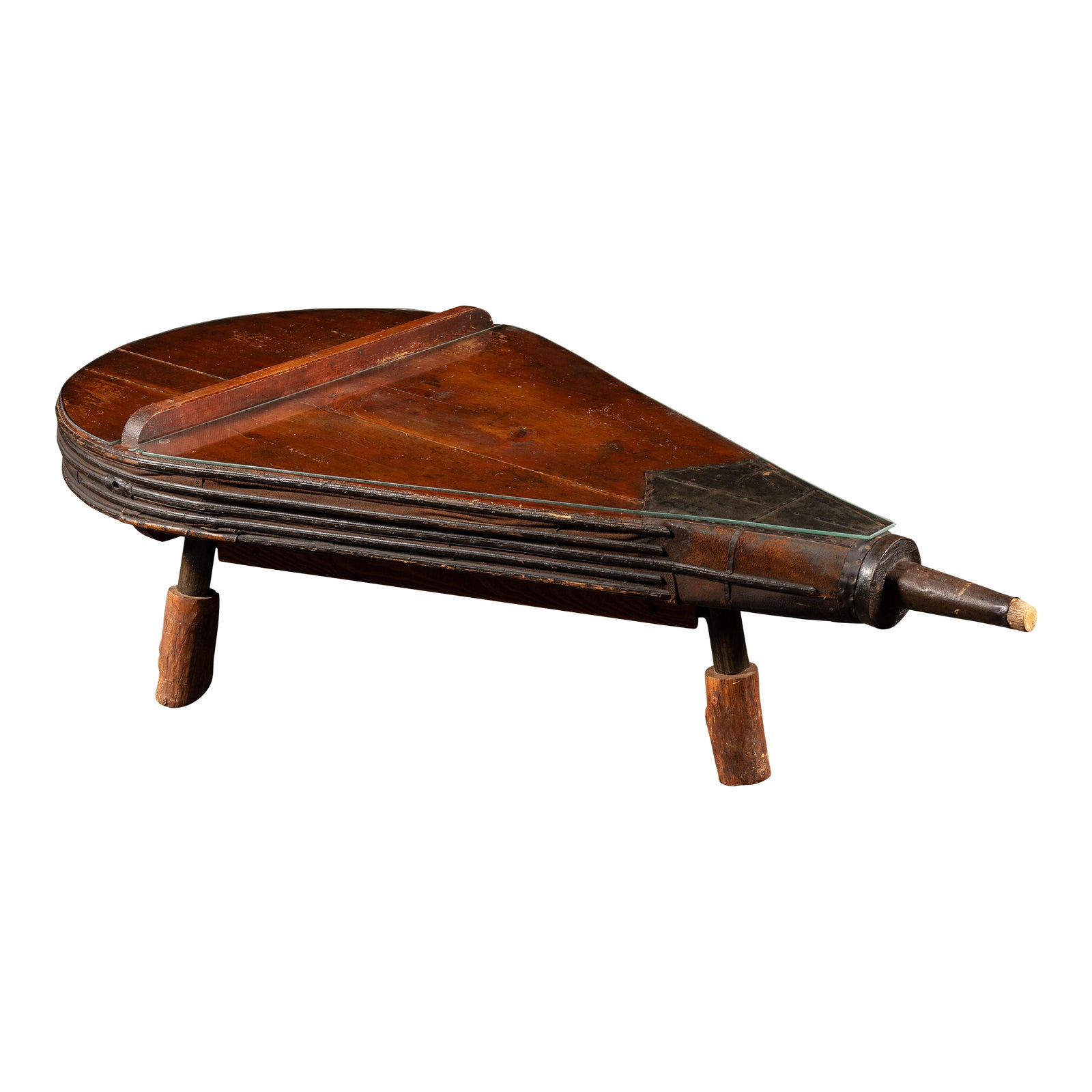 Antique Oversized Industrial Bellows Coffee Table With Glass Top | Chairish
