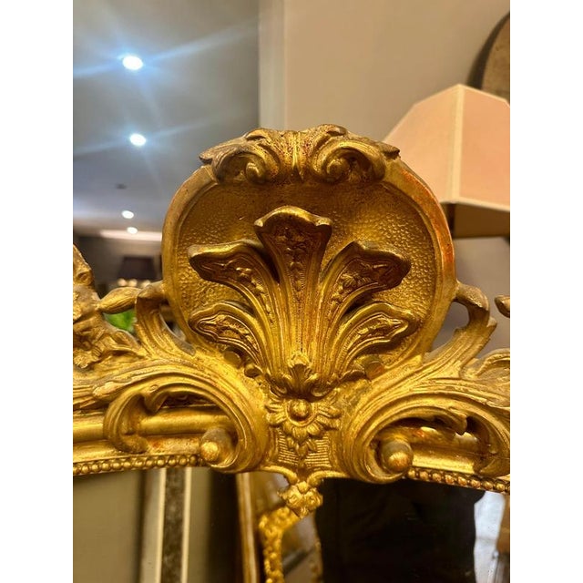 Large Antique French Gold Gilt Over Mantle Mirror, 1840 For Sale - Image 12 of 15