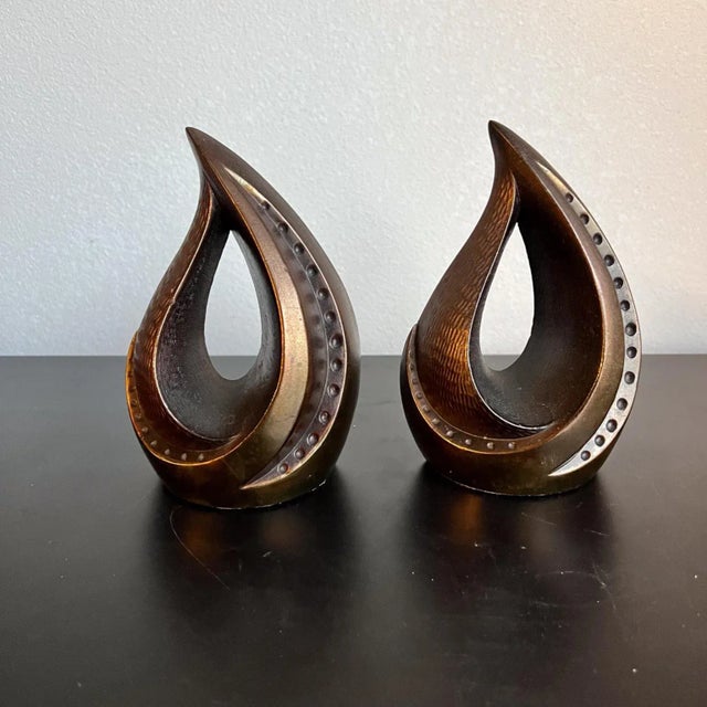 1950s Ben Seibel Copper Teardrop Flame Bookend Set by Jenfred Ware, 1950s For Sale - Image 5 of 8
