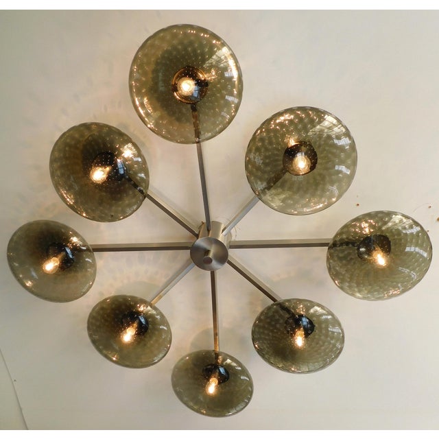 Fabio Ltd 21st Century Otto Satin Nickel Smoky Bubbles Murano Glass Flush Mount by Fabio LTD For Sale - Image 4 of 6